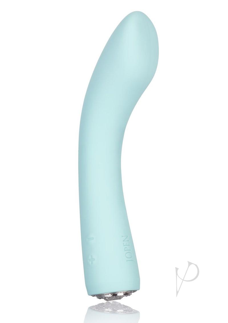 Jopen Pave Vivian Rechargeable Silicone Vibrating Curved Wand Massager with Crystals - Blue/Teal