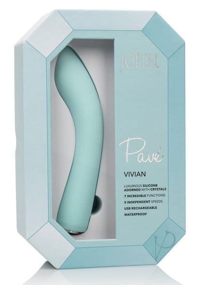 Jopen Pave Vivian Rechargeable Silicone Vibrating Curved Wand Massager with Crystals - Blue/Teal