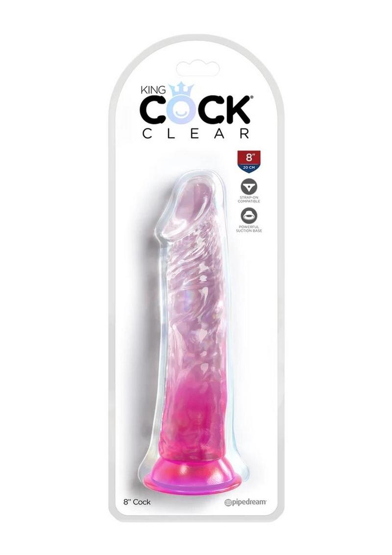 King Cock Clear Dildo - Clear/Pink - 8in