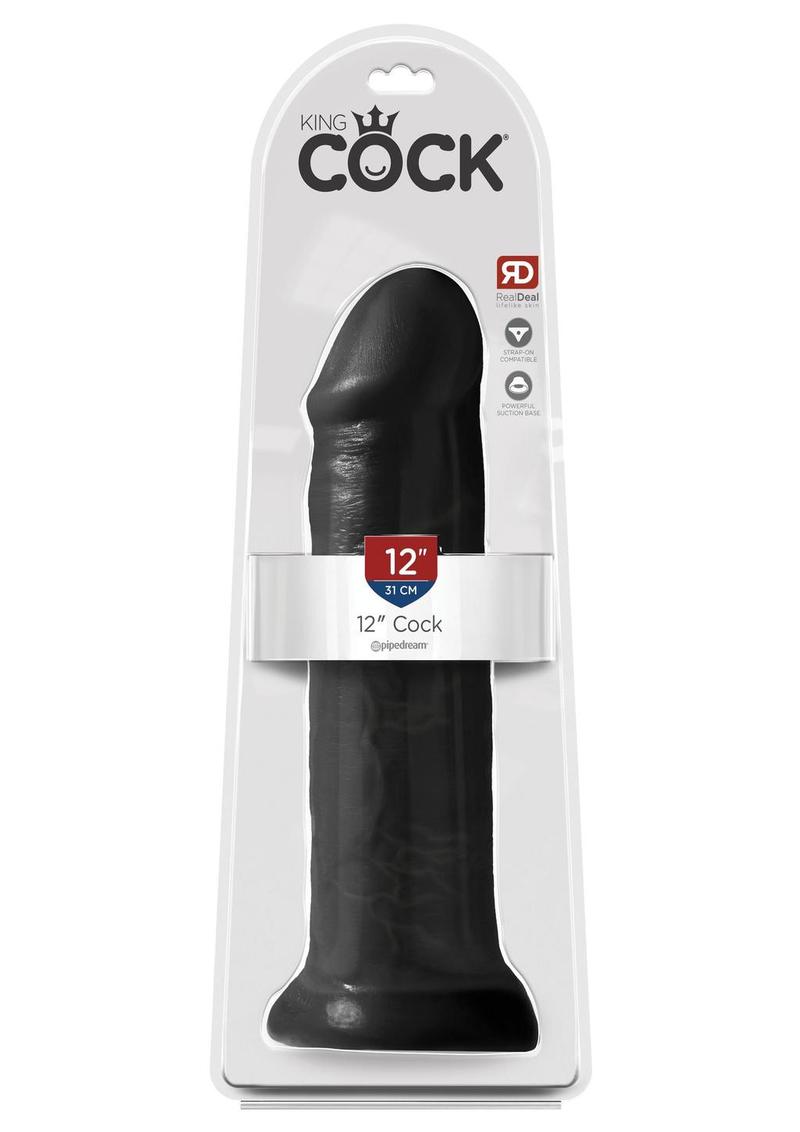 King Cock Dildo - Black - 12in