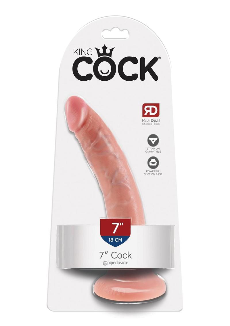 King Cock Dildo - Flesh/Vanilla - 7in