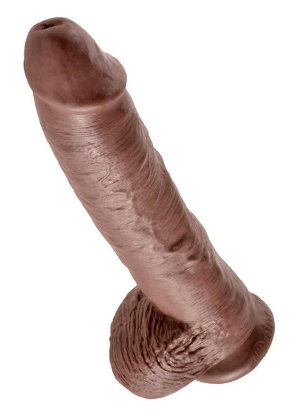 King Cock Dildo with Balls - Brown/Chocolate - 10in