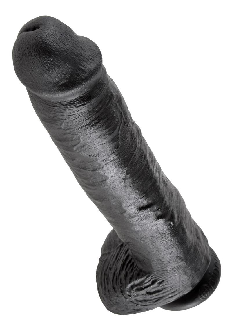 King Cock Dildo with Balls - Black - 11in