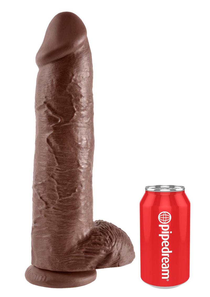 King Cock Dildo with Balls - Chocolate - 12in