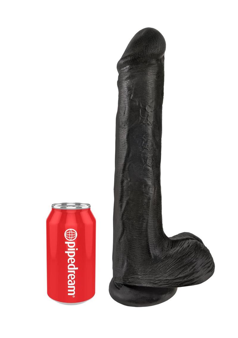 King Cock Dildo with Balls - Black - 13in