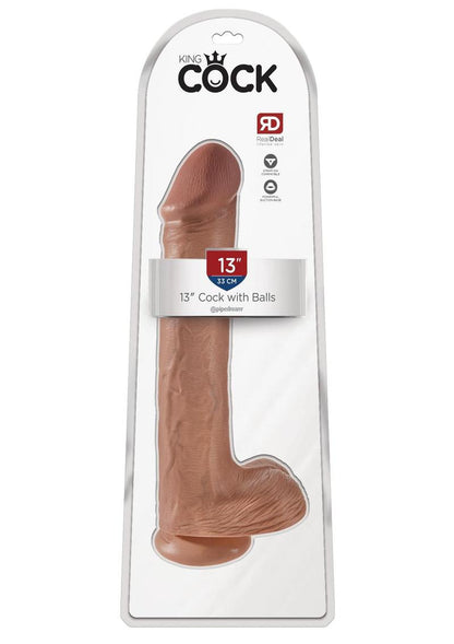 King Cock Dildo with Balls - Caramel - 13in