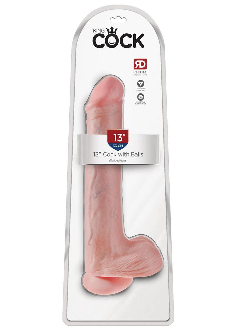 King Cock Dildo with Balls - Vanilla - 13in