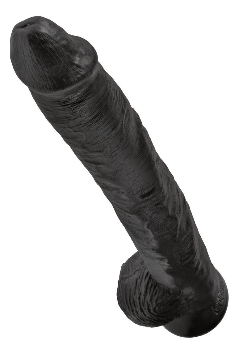 King Cock Dildo with Balls - Black - 14in