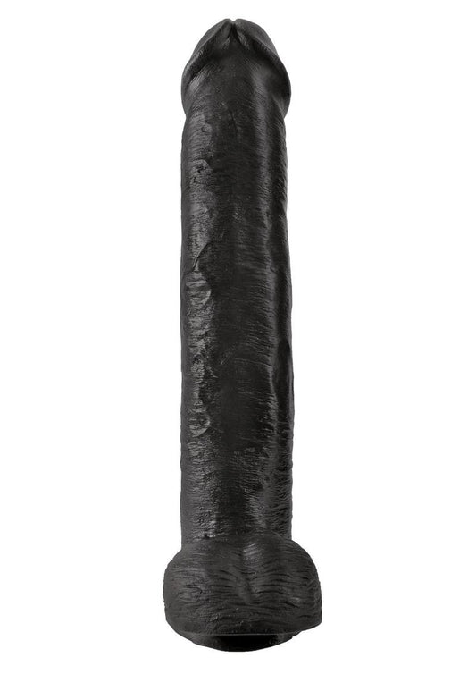 King Cock Dildo with Balls - Black - XLarge - 15in