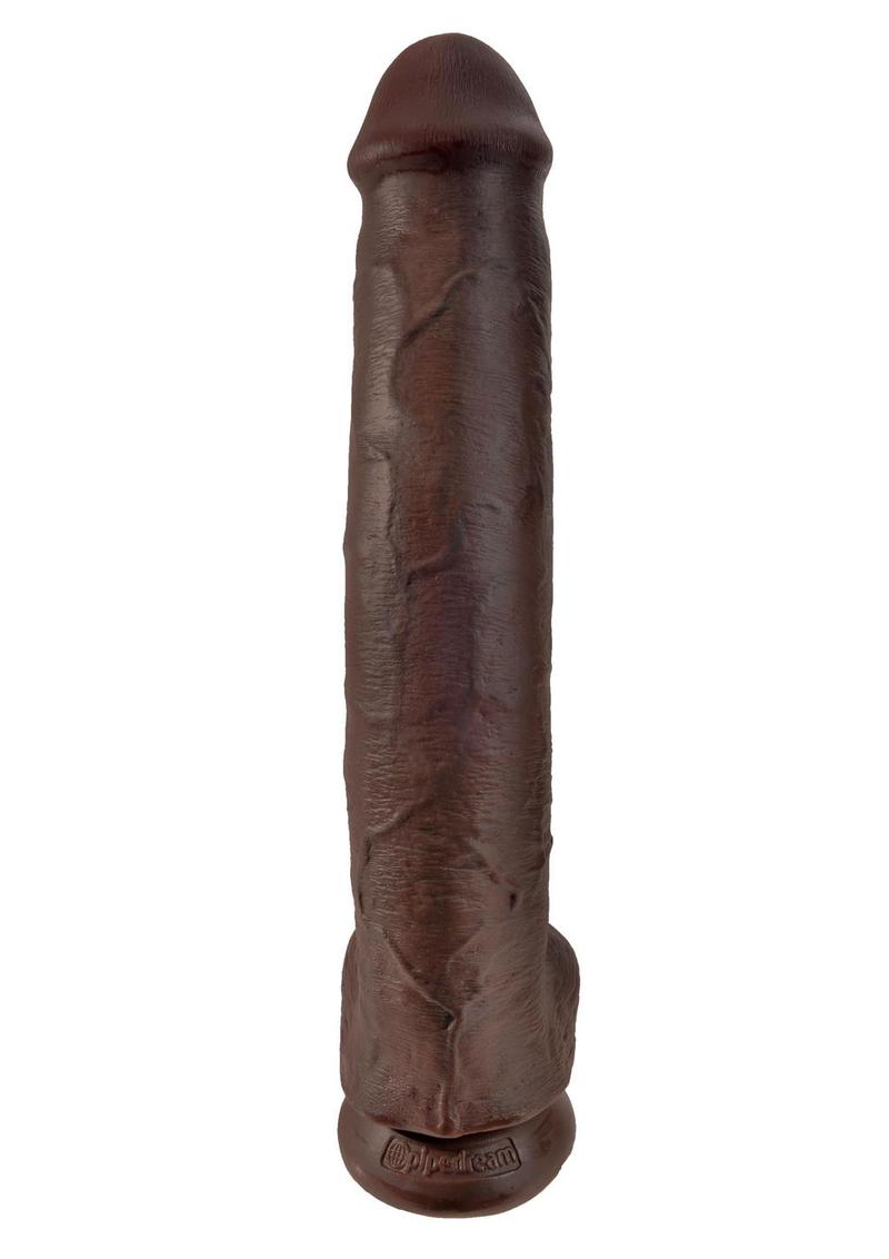 King Cock Dildo with Balls - Brown/Chocolate - 15in