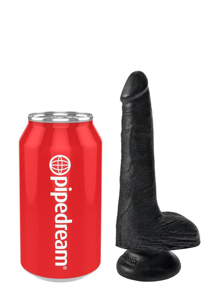 King Cock Dildo with Balls - Black - 6in