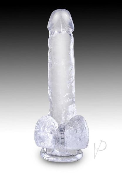 King Cock Dildo with Balls - Clear - 6in