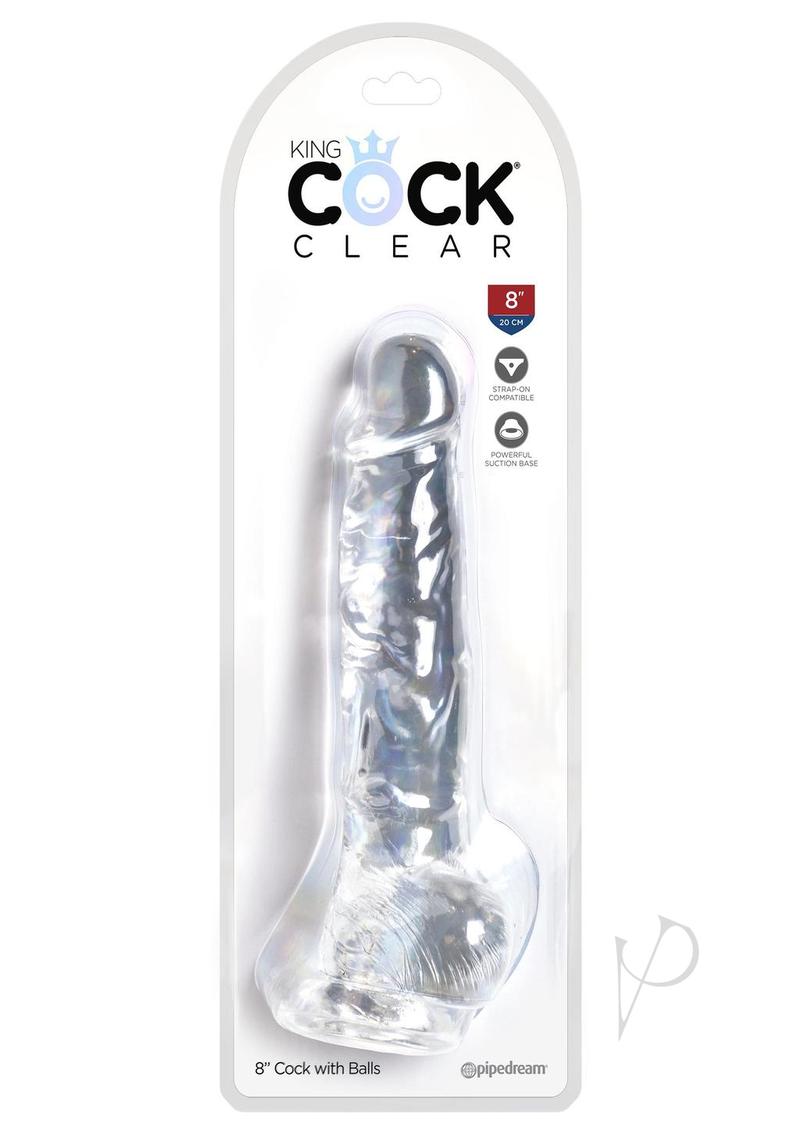 King Cock Dildo with Balls - Clear - 8in