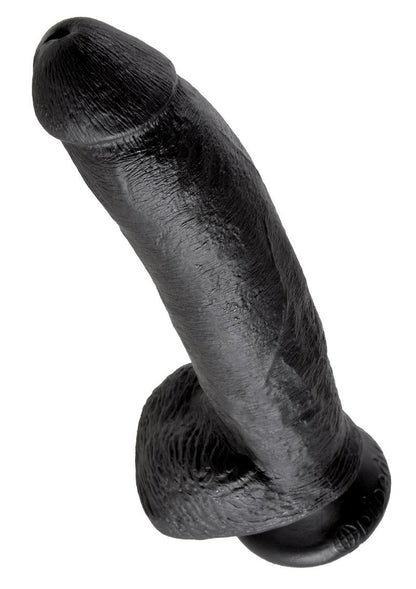 King Cock Dildo with Balls - Black - 9in