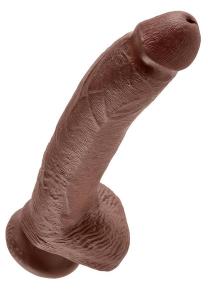 King Cock Dildo with Balls - Chocolate - 9in