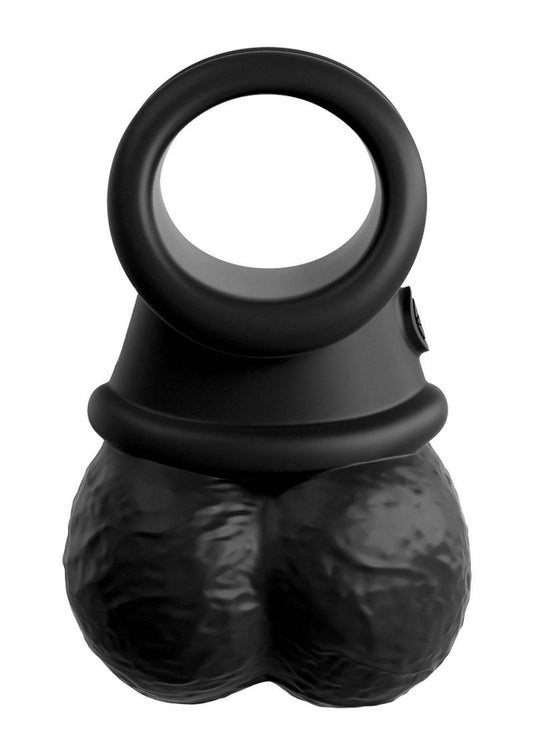 King Cock Elite Crown Jewels Silicone Balls and Cockring - Black