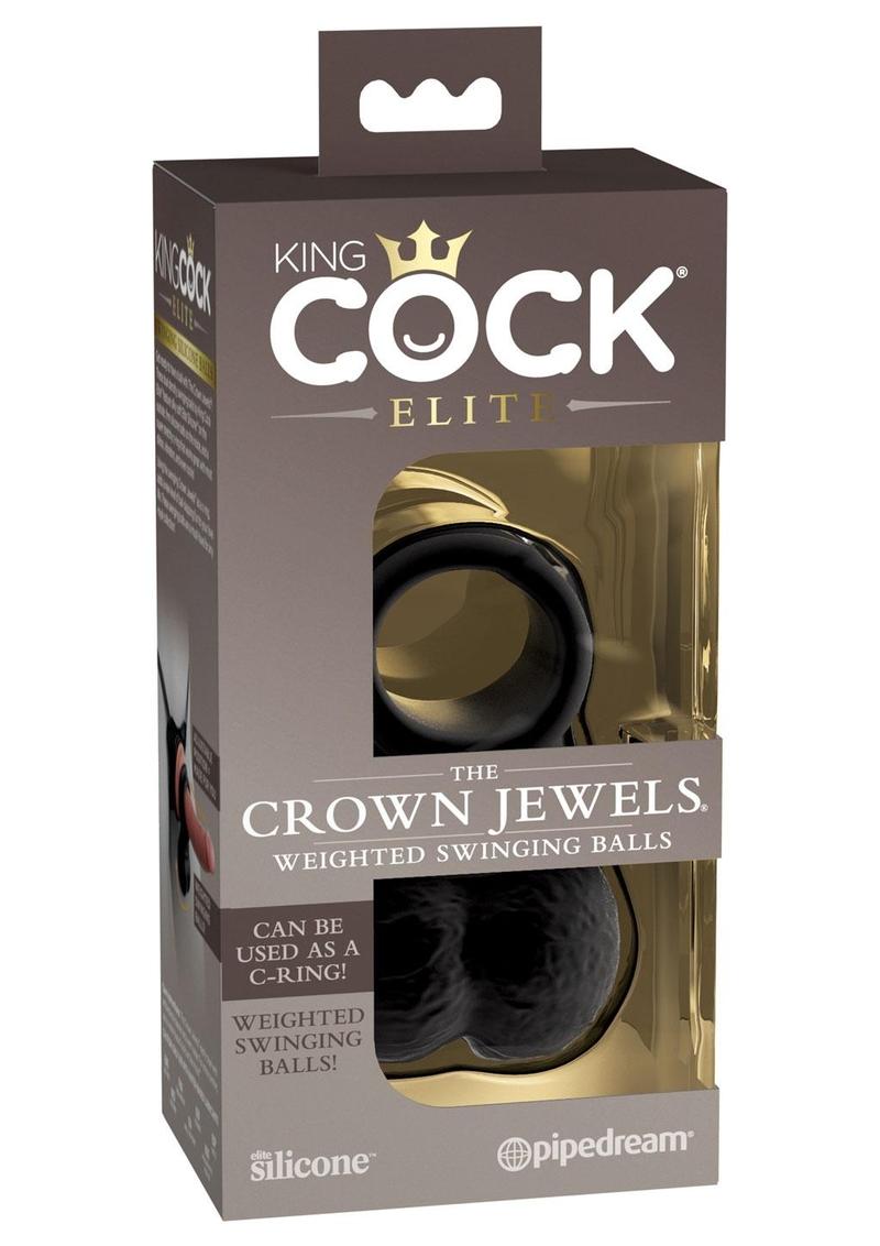 King Cock Elite Crown Jewels Silicone Balls and Cockring - Black