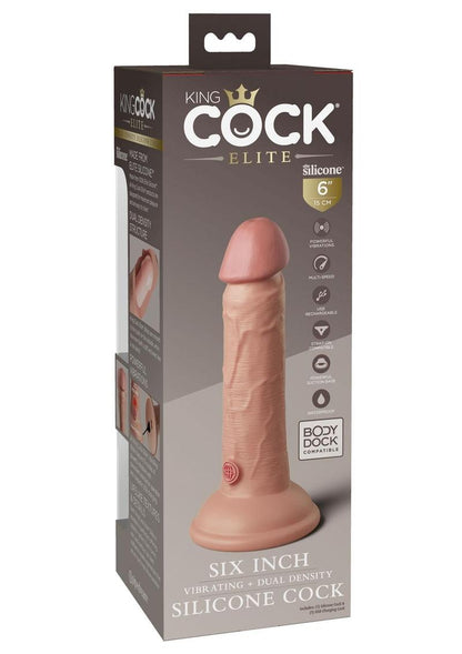 King Cock Elite Dual Density Vibrating Rechargeable Silicone Dildo