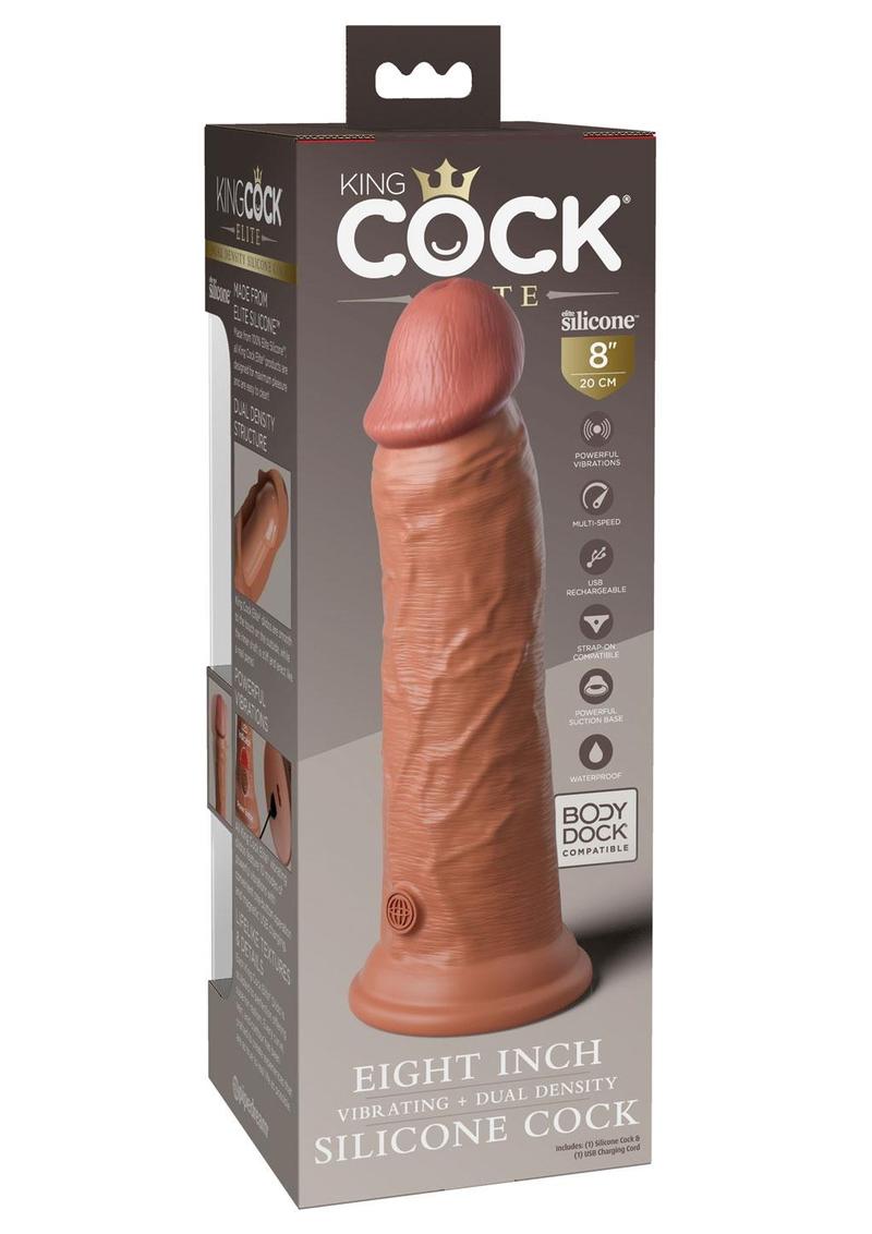 King Cock Elite Dual Density Vibrating Rechargeable Silicone Dildo with Remote Control Dildo