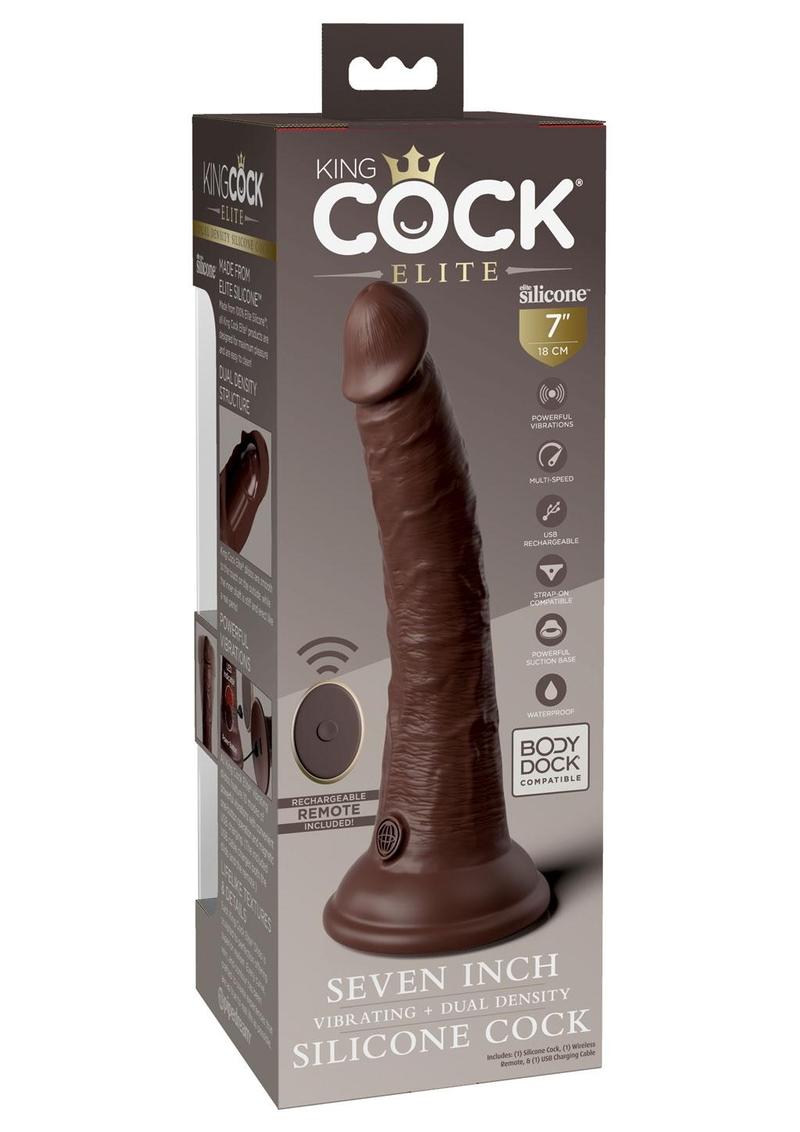 King Cock Elite Dual Density Vibrating Rechargeable Silicone with Remote Control Dildo