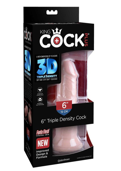 King Cock Plus Triple Density Dildo - Vanilla - 6in