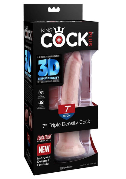 King Cock Plus Triple Density Dildo - Vanilla - 7in