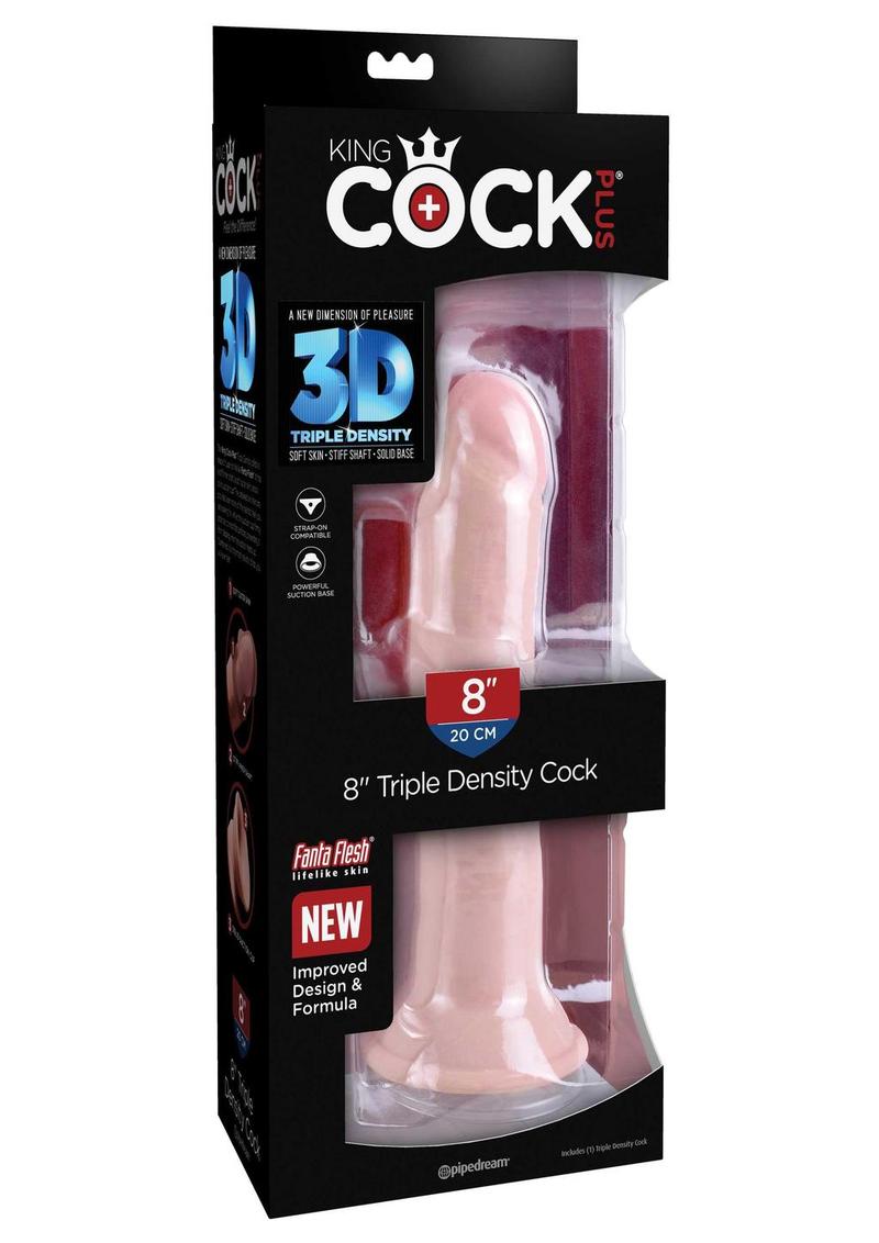 King Cock Plus Triple Density Dildo - Vanilla - 8in