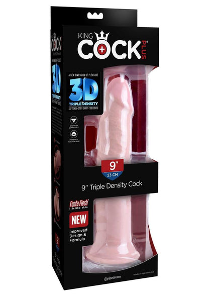 King Cock Plus Triple Density Dildo - Vanilla - 9in