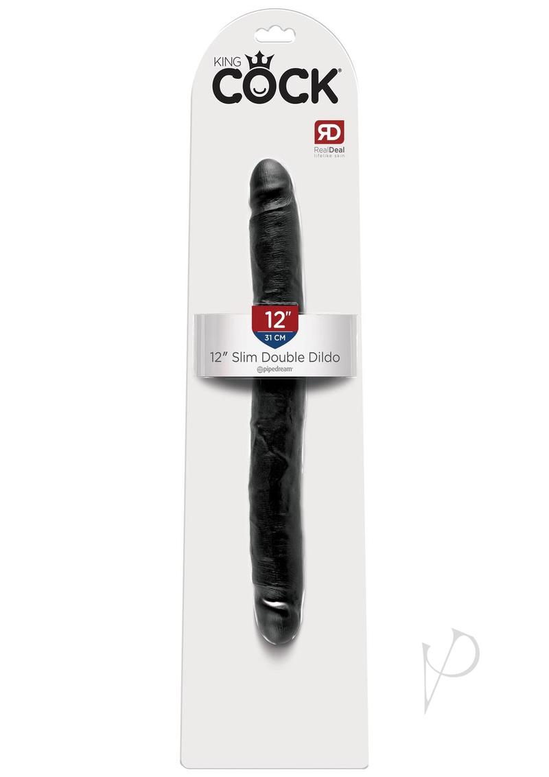 King Cock Slim Double Dildo - Black - 12in