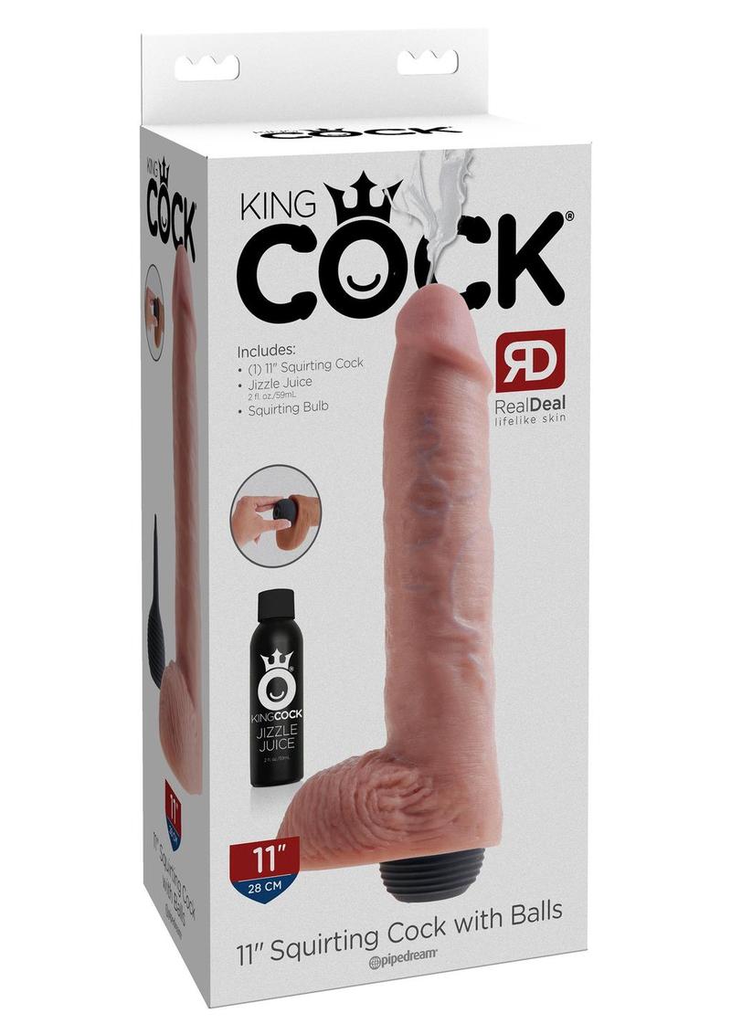 King Cock Squirting Dildo with Balls - Vanilla - 11in