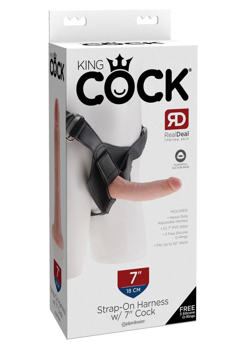 King Cock Strap-On Harness with Dildo - Vanilla - 7in