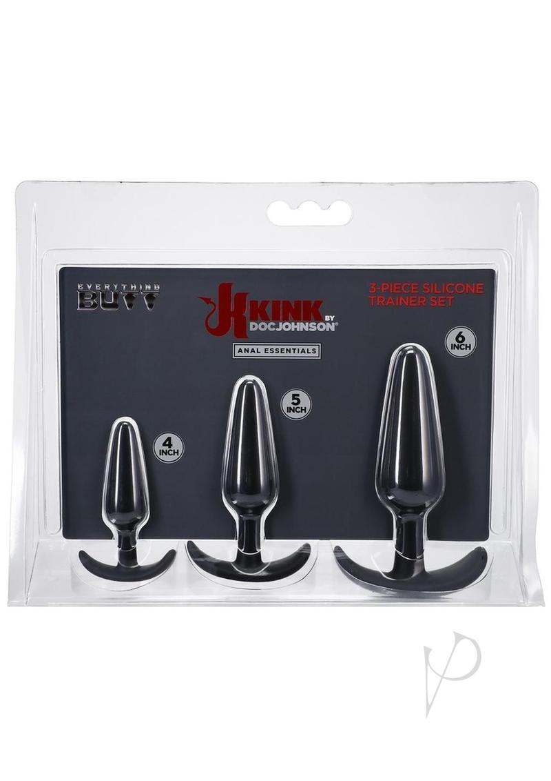 Kink Anal Essentials Silicone Trainer - Black - 3 Piece Set