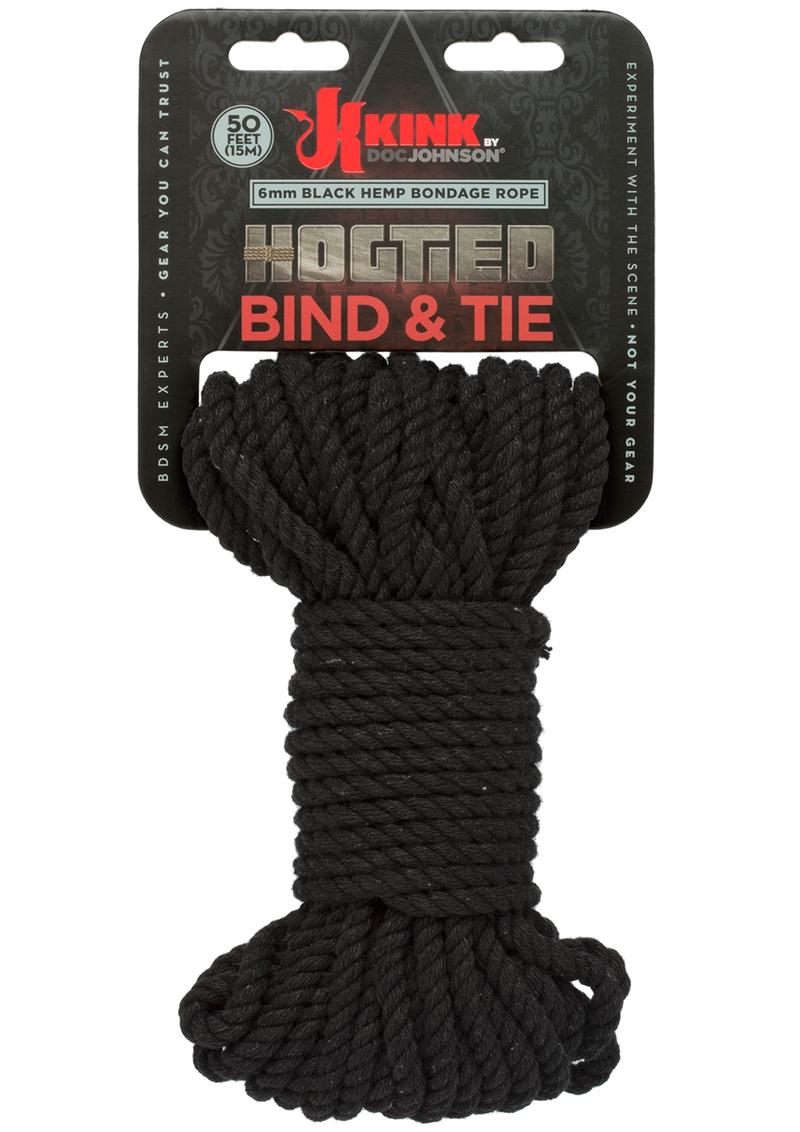 Kink Hogtied Bind and Tie 6mm Hemp Bondage Rope - Black - 50 Feet