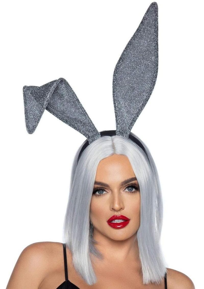 Leg Avenue Glitter Bunny Ears - Silver - One Size