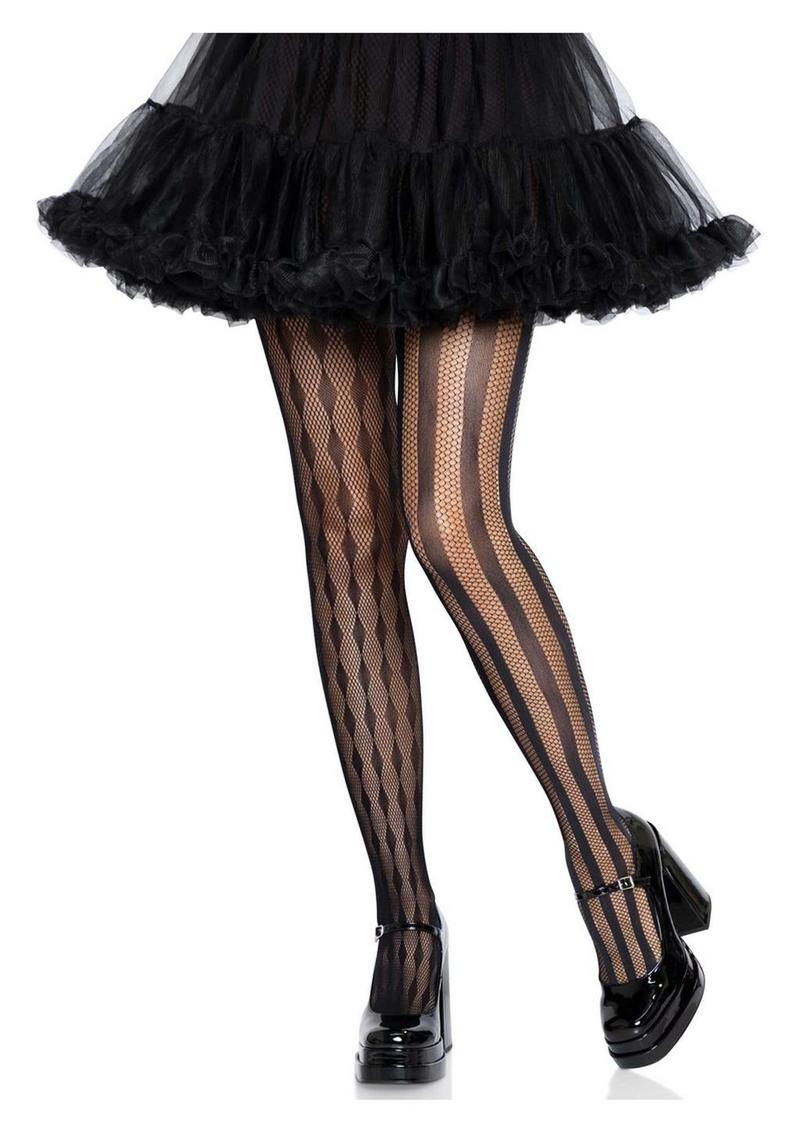 Leg Avenue Harlequin Net Tights - Black - One Size