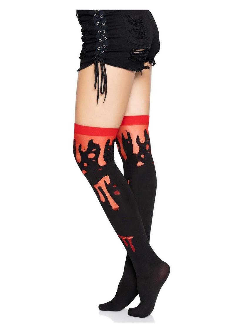 Leg Avenue Splatter Thigh Highs - Red - One Size