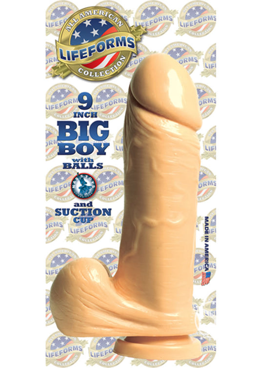 Lifeforms All American Collection Big Boy Dildo with Balls and Suction Cup - Vanilla - 9in