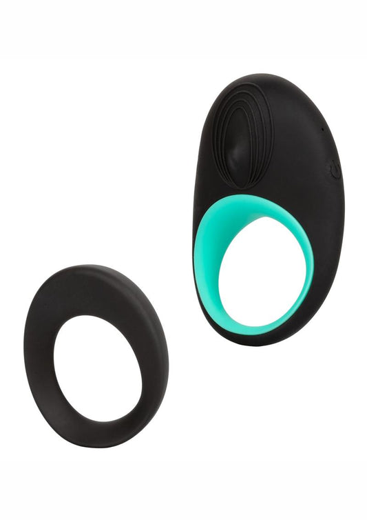 Link Up Pinnacle Vibrating Cock Ring - Black/Teal