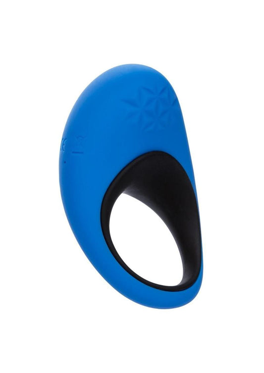 Link Up Remote Max Rechargeable Silicone Dual Stimulating Cock Ring with Remote Control - Black/Blue