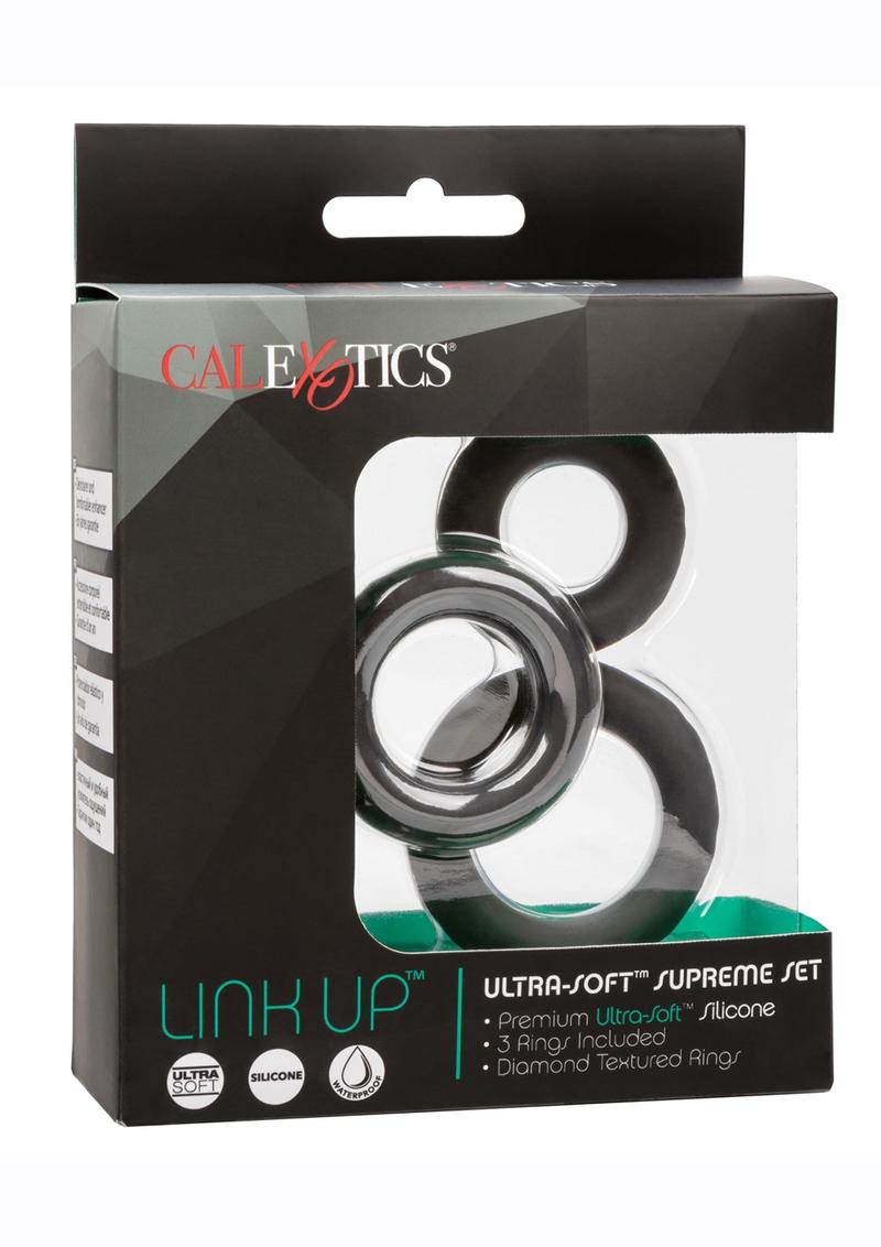 Link Up Ultra Soft Supreme Set Silicone Cock Rings - Black - Set Of 3