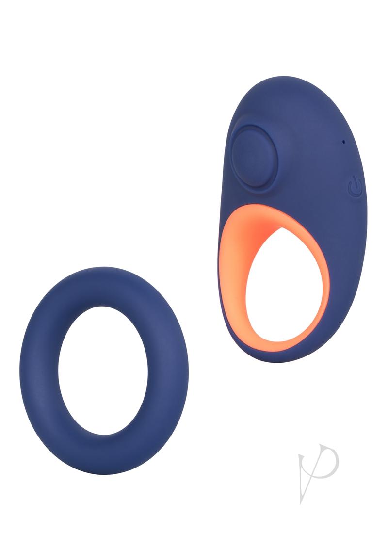 Link Up Verge Silicone Vibrating Cock Ring - Blue/Multicolor/Pink