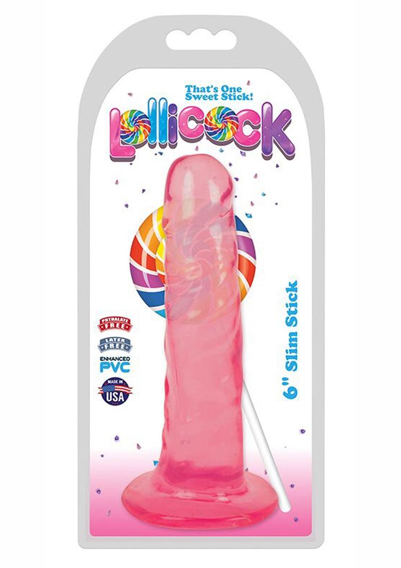 Lollicock Slim Stick Dildo - Cherry Ice/Red - 6in