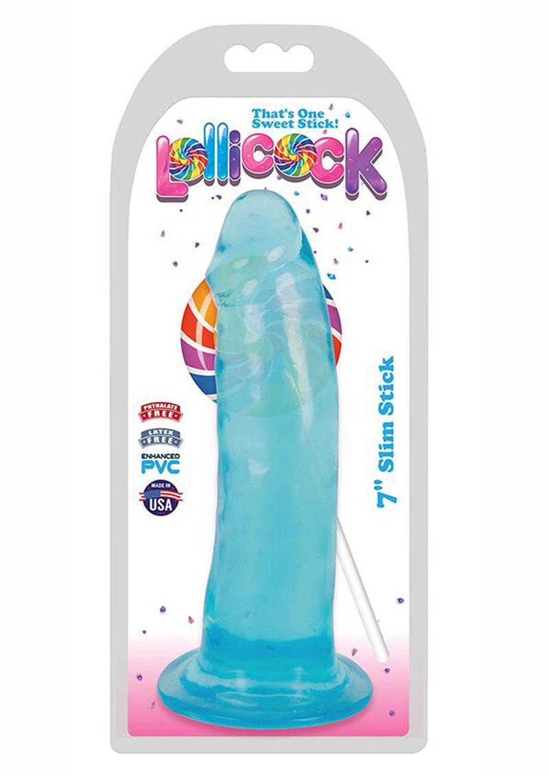 Lollicock Slim Stick Dildo - Berry Ice/Blue - 7in