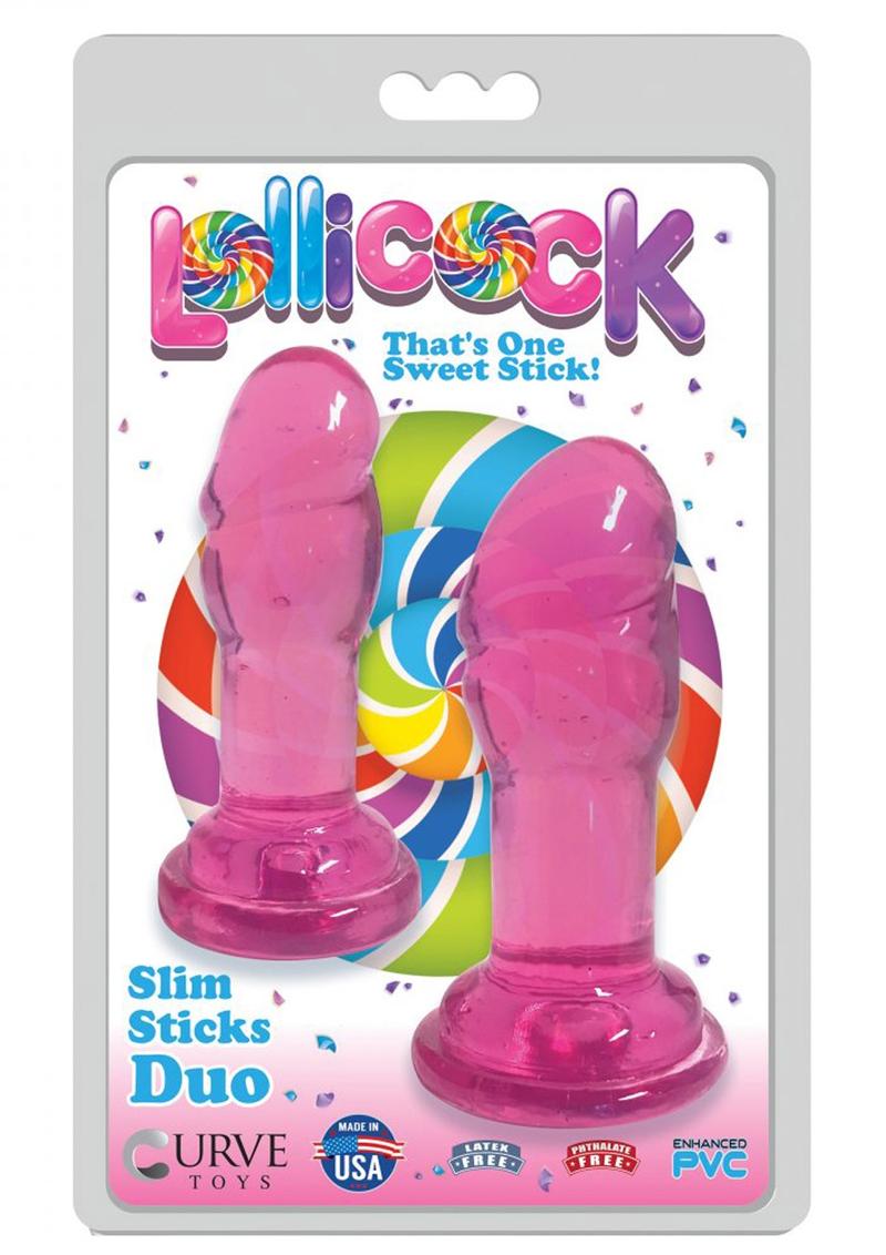 Lollicock Slim Sticks Duo Butt Plugs - Cherry/Pink