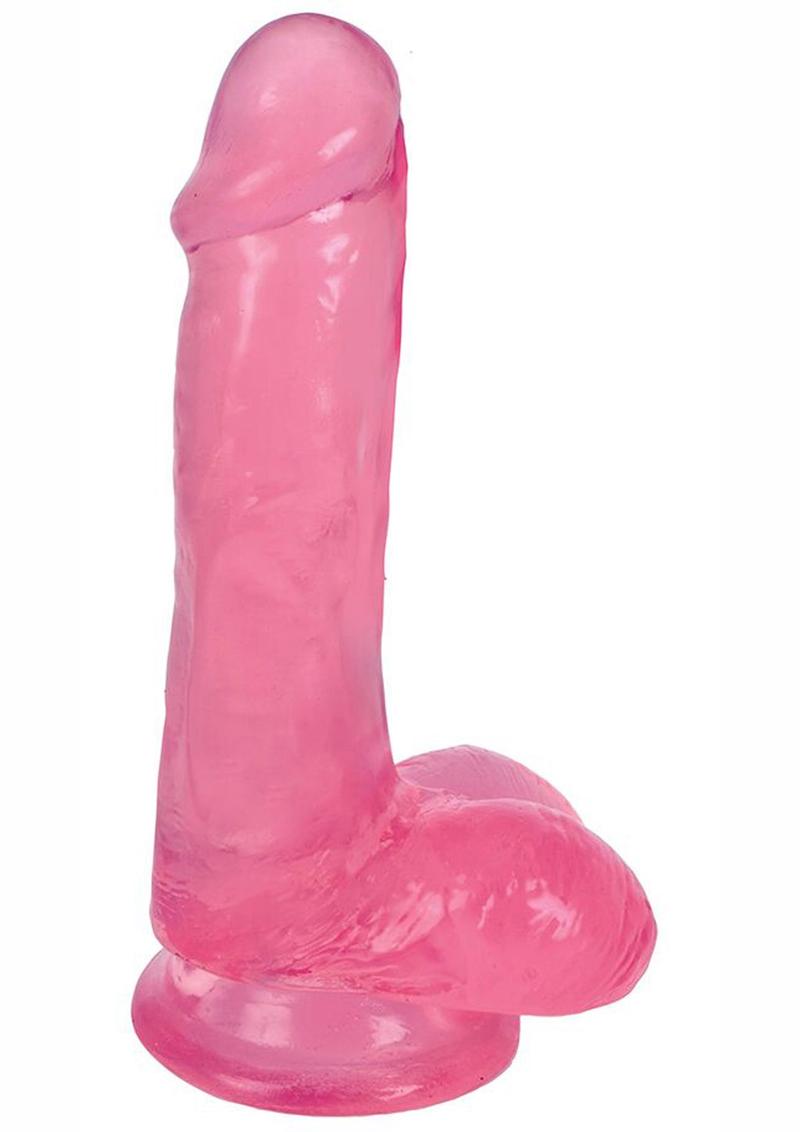 Lollipop Slim Stick Dildo with Balls - Cherry Ice/Red - 6in