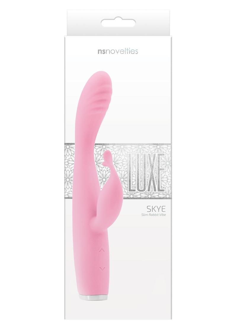 Luxe Skye Silicone Rechargeable Slim Rabbit Vibrator - Pink