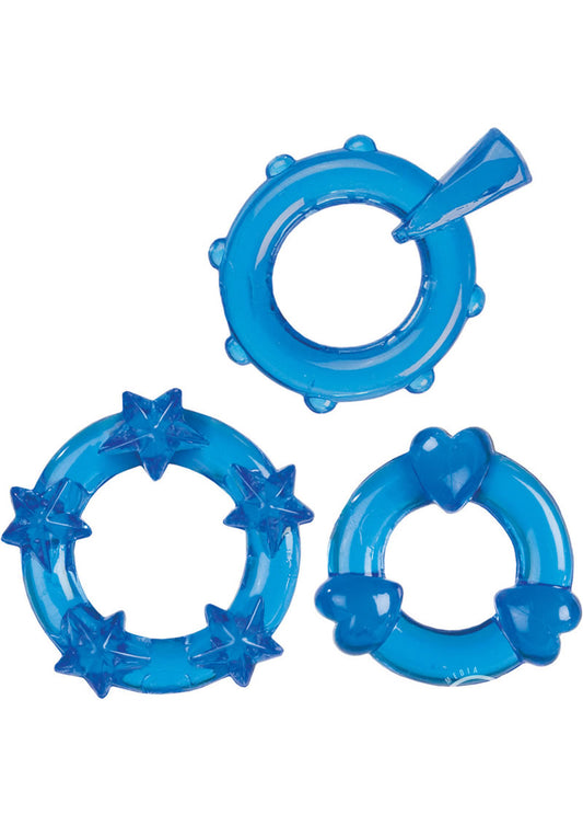 Magic C-Rings Cock Rings - Blue - 3 Piece Set