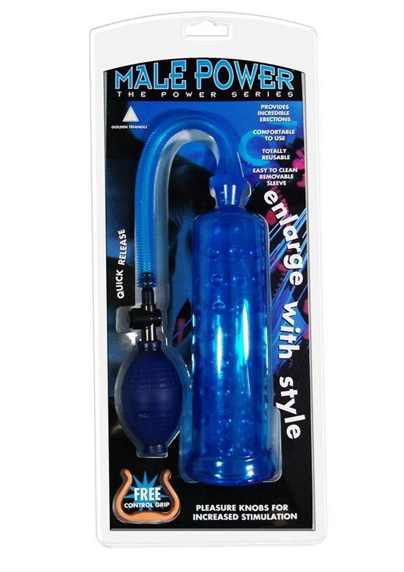 Male Power The Power Series Penis Pump with Pleasure Knobs - Blue