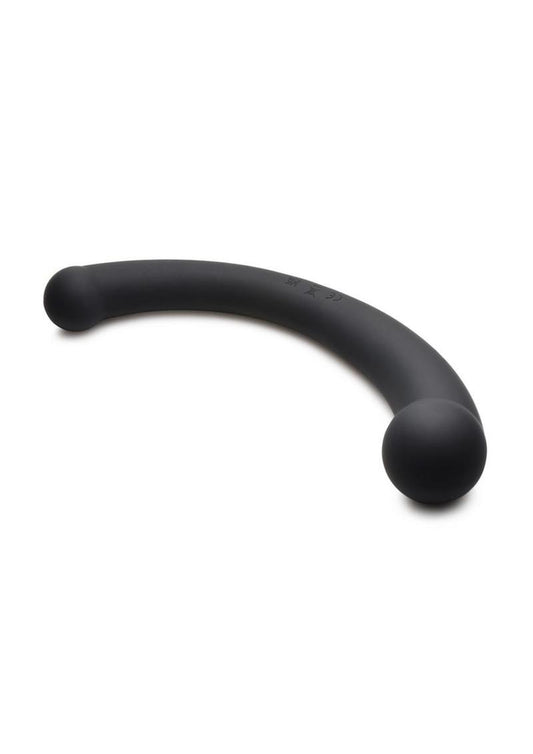 Master Series 10x Vibra-Crescent Rechargeable Silicone Vibrating Dual Ended Dildo - Black