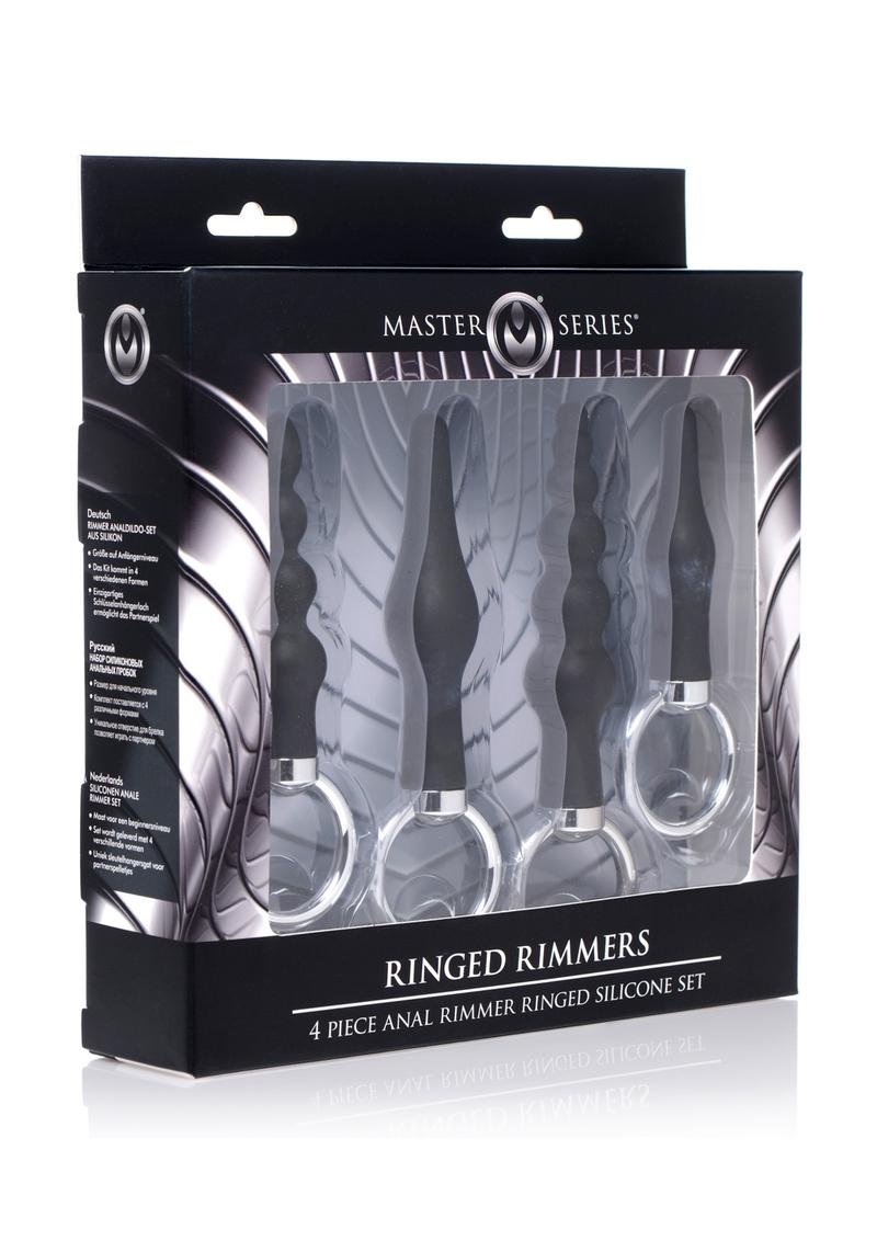 Master Series 4 Piece Anal Rimmer Ringed Silicone Kit - Black